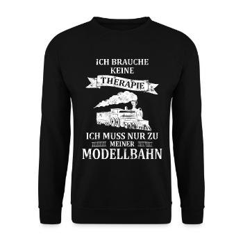 Spruch Modellbahn H0 Eisenbahner lustig - Unisex Pullover - Schwarz - Vorne - Alina (178cm) & Michal (187cm)