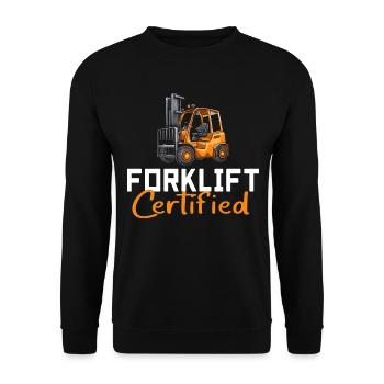 Gabelstapler-zertifiziert - Unisex Pullover - Schwarz - Vorne - Alina (178cm) & Michal (187cm)
