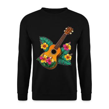 Ukulele with flowers colorful - Unisex Pullover - Schwarz - Vorne - Alina (178cm) & Michal (187cm)