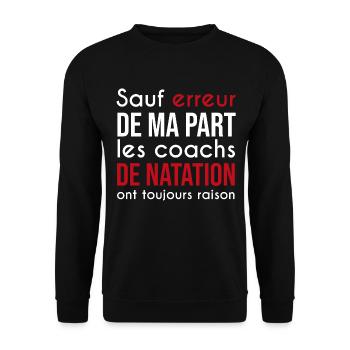 coach de natation toujours raison - Sweat-shirt Unisexe - noir - Devant - Alina (178cm) & Michal (187cm)