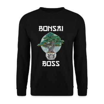 Bonsai Baum Meditation Geschenk - Unisex Pullover - Schwarz - Vorne - Alina (178cm) & Michal (187cm)