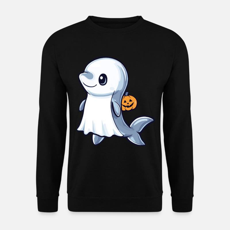 Dolphin Halloween Comic Ghost - Unisex Sweatshirt - black