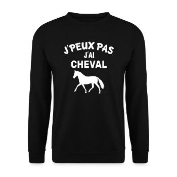 Ich kann nicht pferd - Unisex Pullover - Schwarz - Vorne - Alina (178cm) & Michal (187cm)