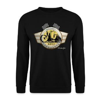 Ostmoped Sixdays DDR KR51 Custom IFA VEB Suhl - Unisex Pullover - Schwarz - Vorne - Alina (178cm) & Michal (187cm)