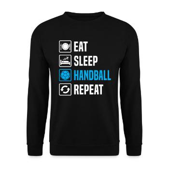eat sleep handball repeat handballer - Unisex Pullover - Schwarz - Vorne - Alina (178cm) & Michal (187cm)