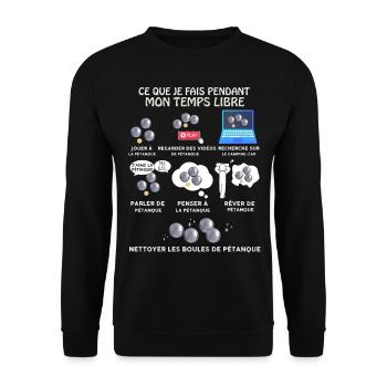 Pétanque Idée Cadeau Homme Humour Papy - Sweat-shirt Unisexe - noir - Devant - Alina (178cm) & Michal (187cm)