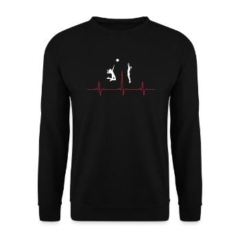 EKG I Volleyball I Herzschlag I Strand I Geschenk - Unisex Pullover - Schwarz - Vorne - Alina (178cm) & Michal (187cm)