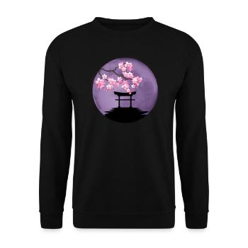 japonais fleur de cerisier Torri Torri lune violet - Sweat-shirt Unisexe - noir - Devant - Alina (178cm) & Michal (187cm)