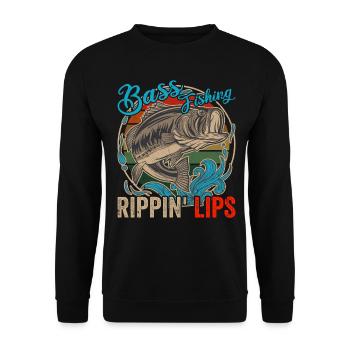 Bass Fisching Rippin Lips Pêcher drôle - Sweat-shirt Unisexe - noir - Devant - Alina (178cm) & Michal (187cm)