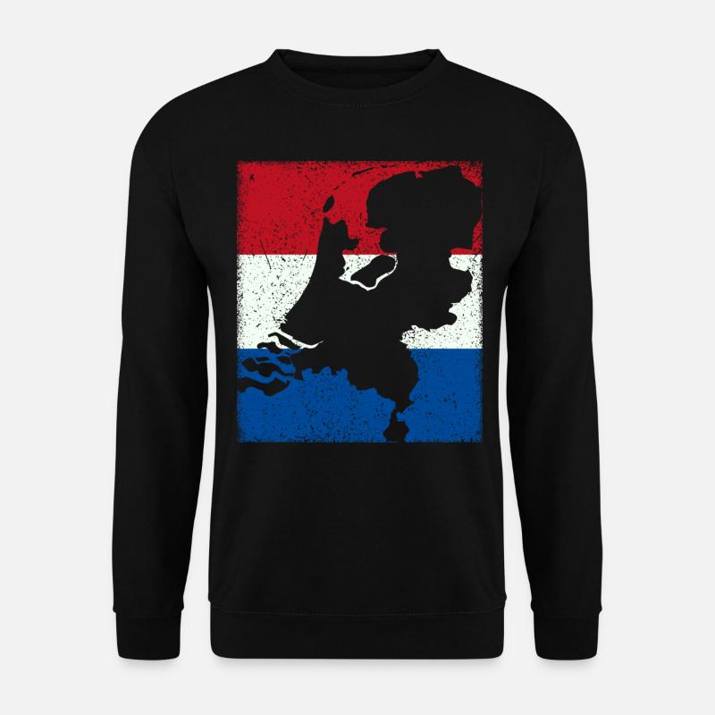 Netherlands flag with map / outline - Unisex Sweatshirt - black