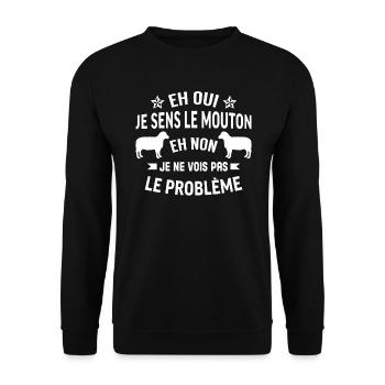 Eh oui je sens le mouton - Sweat-shirt Unisexe - noir - Devant - Alina (178cm) & Michal (187cm)
