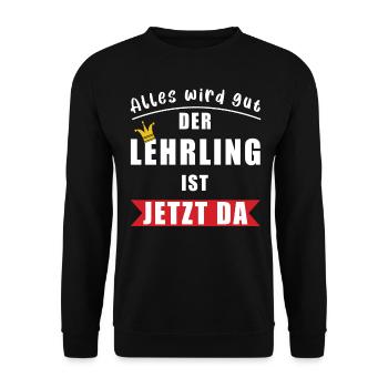 Alles wird gut der Lehrling ist jetzt da Geselle - Unisex Pullover - Schwarz - Vorne - Alina (178cm) & Michal (187cm)