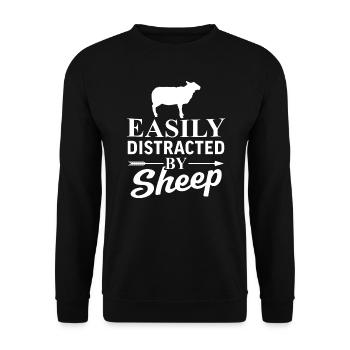 Leicht von Schafen abgelenkt - Unisex Pullover - Schwarz - Vorne - Alina (178cm) & Michal (187cm)