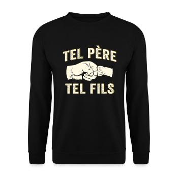 Tel père tel fils cadeau papa et fils - Sweat-shirt Unisexe - noir - Devant - Alina (178cm) & Michal (187cm)