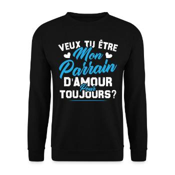 Veux Tu Être Mon Parrain D amour pour toujours - Sweat-shirt Unisexe - noir - Devant - Alina (178cm) & Michal (187cm)