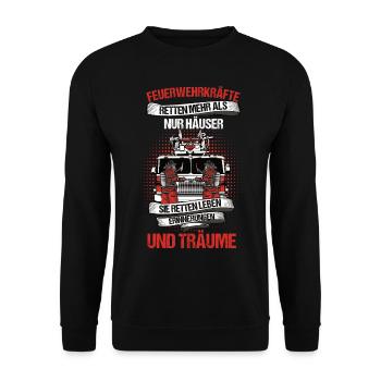 Feuerwehr Feuerwehrmann Feuerwehrauto Freiwillige - Unisex Pullover - Schwarz - Vorne - Alina (178cm) & Michal (187cm)