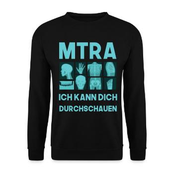 MTRA, Ich kann dich durchschauen, Radiologen - Unisex Pullover - Schwarz - Vorne - Alina (178cm) & Michal (187cm)