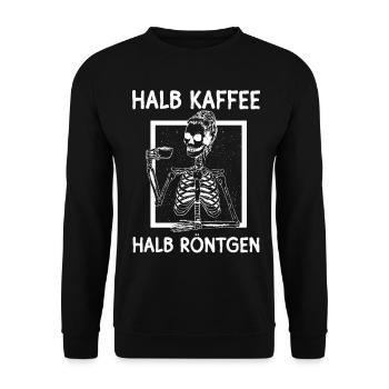 Halb kaffee halb röntgen, radiologie design - Unisex Pullover - Schwarz - Vorne - Alina (178cm) & Michal (187cm)