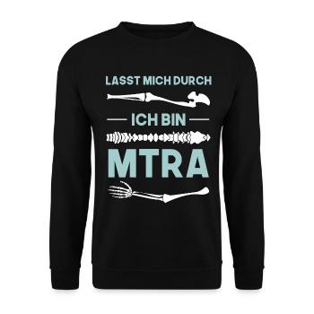 Lasst mich durch ich bin MTRA Radiologie - Unisex Pullover - Schwarz - Vorne - Alina (178cm) & Michal (187cm)