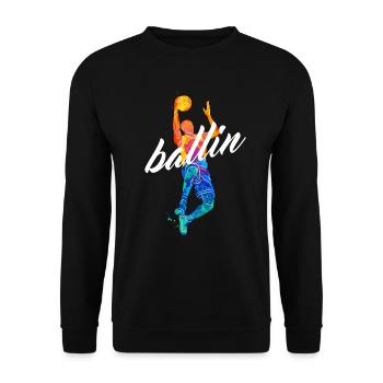 Ballin Basketball Spieler Basketballer Trikot - Unisex Pullover - Schwarz - Vorne - Alina (178cm) & Michal (187cm)