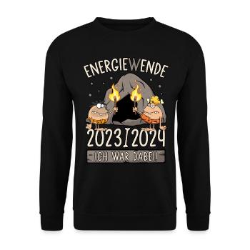 Energiewende 2023/2024 Ich war dabei Stromausfall - Unisex Pullover - Schwarz - Vorne - Alina (178cm) & Michal (187cm)