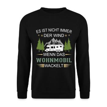NICHT IMMER DER WIND - Camping Wohnmobil Camper - Unisex Pullover - Schwarz - Vorne - Alina (178cm) & Michal (187cm)