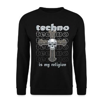 Techno is my religion - Unisex Sweatshirt - black - Front - Alina (178cm) & Michal (187cm)