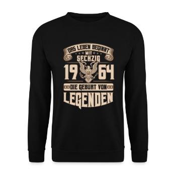 60 Geburtstag Jahrgang 1964 Jubiläum Geschenk - Unisex Pullover - Schwarz - Vorne - Alina (178cm) & Michal (187cm)