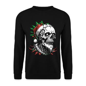 Santa Skull // Skull Santa Claus FS0037 - Unisex Sweatshirt - black - Front - Alina (178cm) & Michal (187cm)