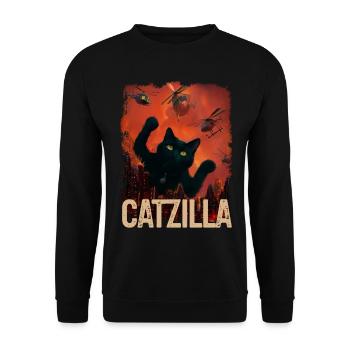 Vintage Catzilla Funny Black Cat Lovers - Unisex Sweatshirt - black - Front - Alina (178cm) & Michal (187cm)