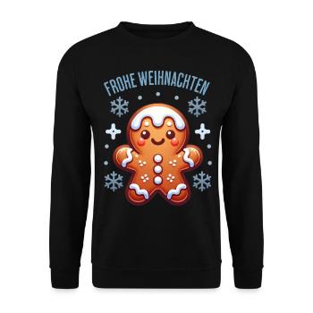Lebkuchen Lebkuchenkind Keks Frohe Weihnachten - Unisex Pullover - Schwarz - Vorne - Alina (178cm) & Michal (187cm)