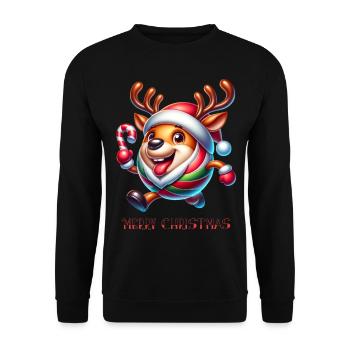 Lustiges Rentier Weihnachten - Unisex Pullover - Schwarz - Vorne - Alina (178cm) & Michal (187cm)