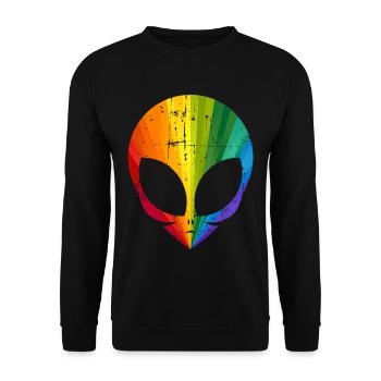 Gay Pride Alien - Unisex Pullover - Schwarz - Vorne - Alina (178cm) & Michal (187cm)