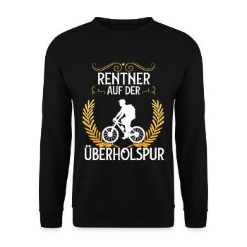 Pensioner Bicycle Pension Road Bike - Unisex Sweatshirt - black - Front - Alina (178cm) & Michal (187cm)