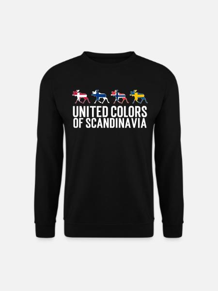 Elch Design mit Skandinavischen Flaggen - Unisex Pullover - Schwarz