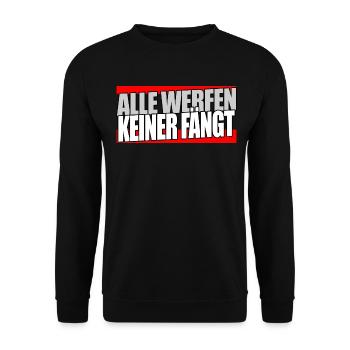 alle werfen keiner fängt- Techno Festival - Unisex Pullover - Schwarz - Vorne - Alina (178cm) & Michal (187cm)