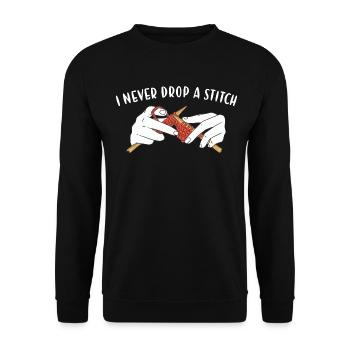 I Never Drop A Stitch Knitting - Unisex Sweatshirt - black - Front - Alina (178cm) & Michal (187cm)