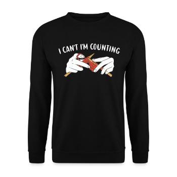 I Can't I'm Counting Knitting - Unisex Pullover - Schwarz - Vorne - Alina (178cm) & Michal (187cm)