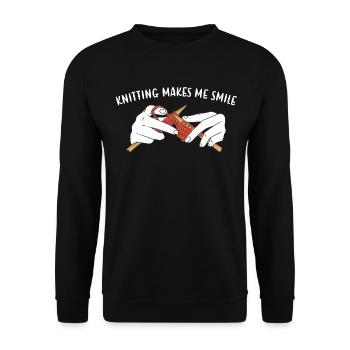 Knitting Makes Me Smile Knitting - Unisex Sweatshirt - black - Front - Alina (178cm) & Michal (187cm)