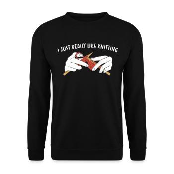 I Just Really Like Knitting - Unisex Sweatshirt - black - Front - Alina (178cm) & Michal (187cm)