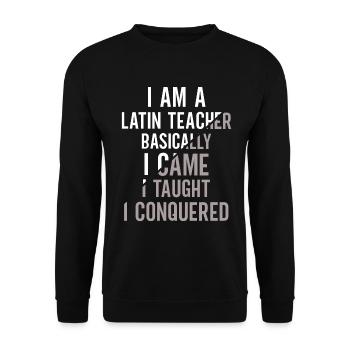 Professeur de latin Professeur de latin Professeur de latin - Sweat-shirt Unisexe - noir - Devant - Alina (178cm) & Michal (187cm)