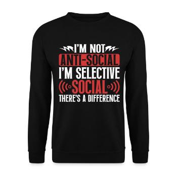 Introvertiert Schüchtern Antisozial - Unisex Pullover - Schwarz - Vorne - Alina (178cm) & Michal (187cm)