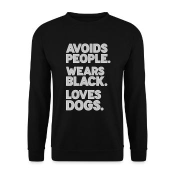 Introvertiert Schüchtern Antisozial Hund Hunde - Unisex Pullover - Schwarz - Vorne - Alina (178cm) & Michal (187cm)