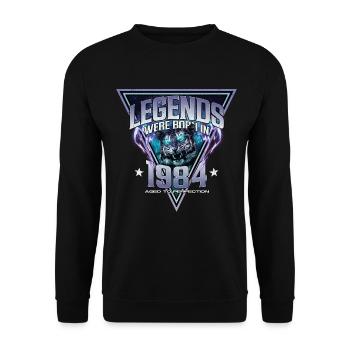 Legends were born in 1984 - Unisex Sweatshirt - black - Front - Alina (178cm) & Michal (187cm)