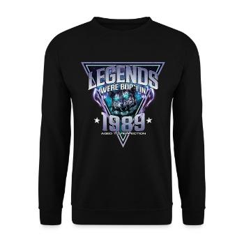 Legends were born in 1989 - Unisex Sweatshirt - black - Front - Alina (178cm) & Michal (187cm)
