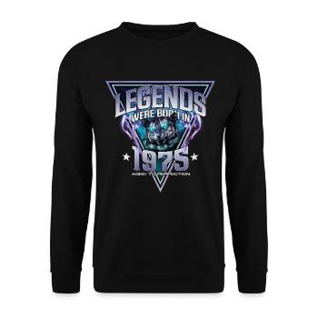 Legenden wurden 1975 geboren - Unisex Pullover - Schwarz - Vorne - Alina (178cm) & Michal (187cm)
