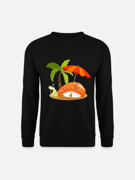 Sushi lustig Nigiri macht Urlaub chillt am Strand - Unisex Pullover - Schwarz