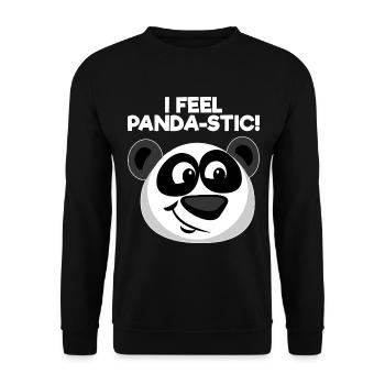 Funny Panda Bear Panda I Feel Panda-stic - Unisex Sweatshirt - black - Front - Alina (178cm) & Michal (187cm)