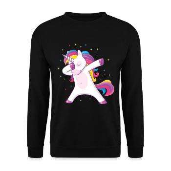 tamponnant licorne - Sweat-shirt Unisexe - noir - Devant - Alina (178cm) & Michal (187cm)