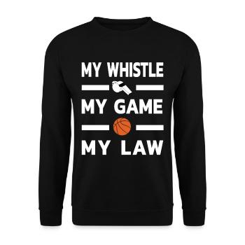 Basketball Schiedsrichter Pfeife Spiele Geschenk - Unisex Pullover - Schwarz - Vorne - Alina (178cm) & Michal (187cm)
